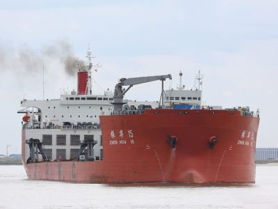 The First vessel “Zhen Hua 15” safely berthed at Vizhinjam International Seaport.